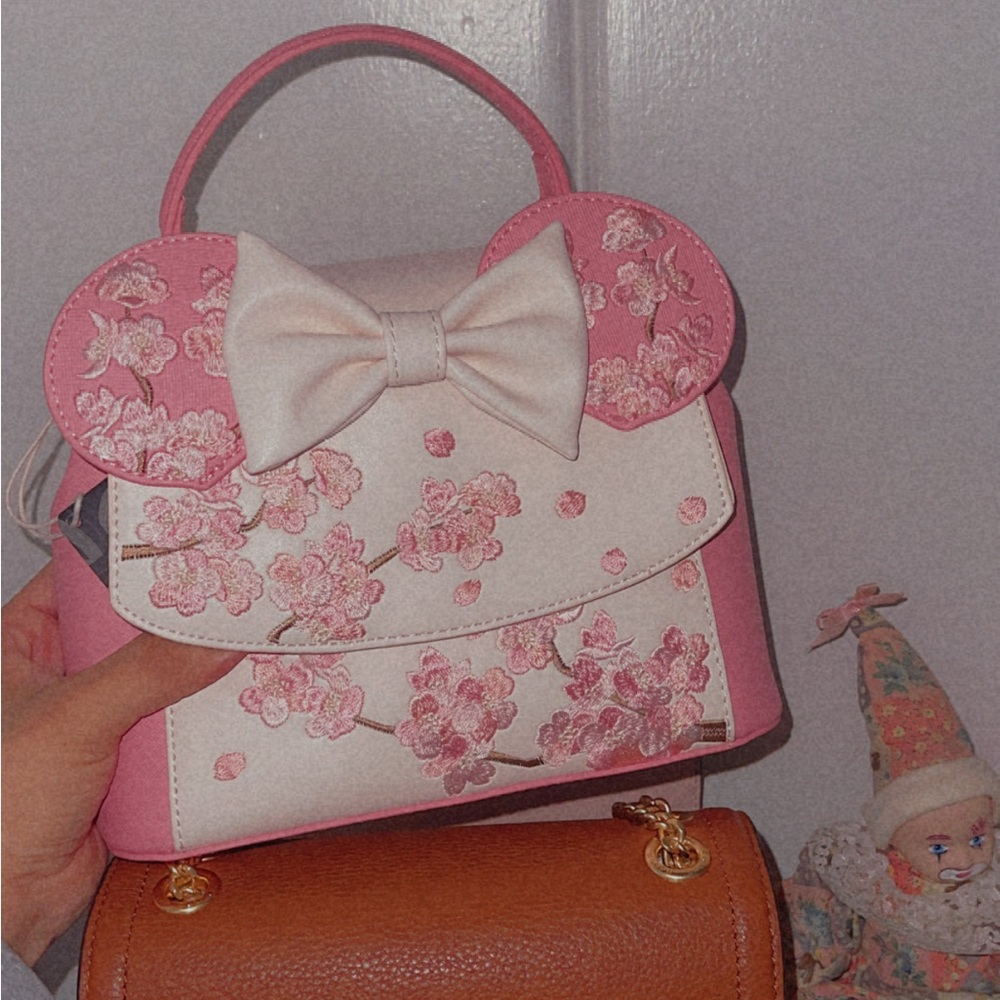 Pink and White Floral Women's Bag